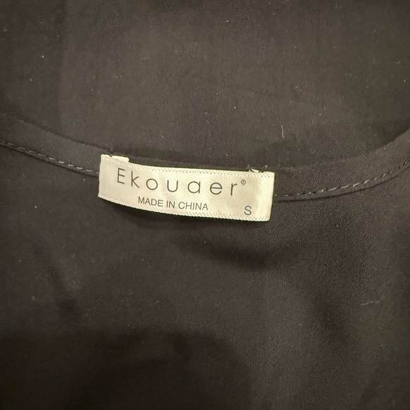 Black V-Neck Mini Dress Swimsuit‎ Cover-Up Short Sleeve Ekouaer Size Small - Picture 7 of 9